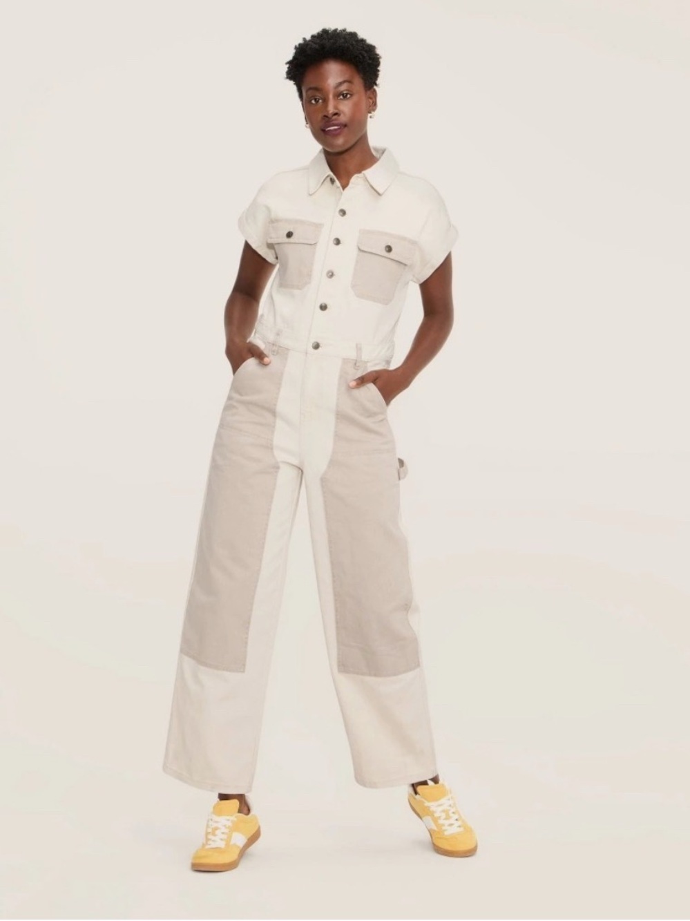 Woolrich x Target Two-Tone Cream Beige Women’s Utility Jumpsuit Size 00